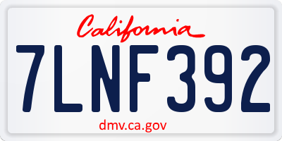 CA license plate 7LNF392