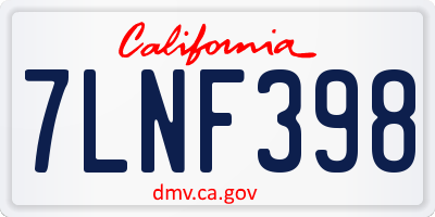 CA license plate 7LNF398