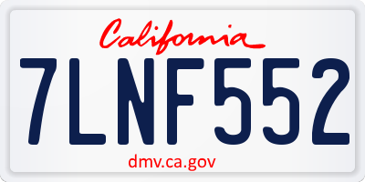 CA license plate 7LNF552