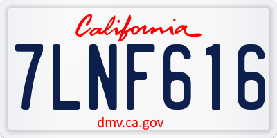 CA license plate 7LNF616