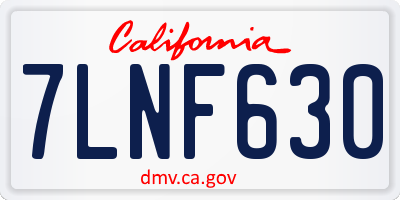 CA license plate 7LNF630