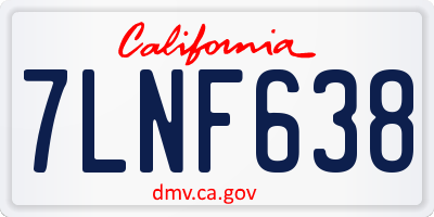 CA license plate 7LNF638