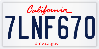 CA license plate 7LNF670