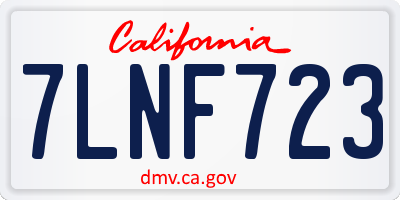 CA license plate 7LNF723