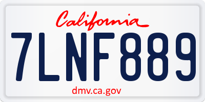 CA license plate 7LNF889