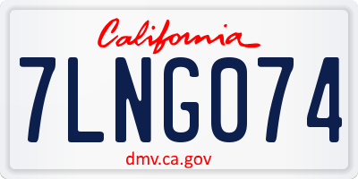 CA license plate 7LNG074