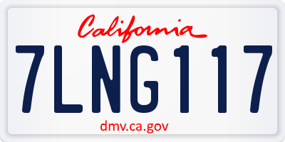 CA license plate 7LNG117