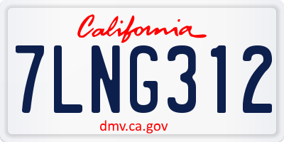 CA license plate 7LNG312
