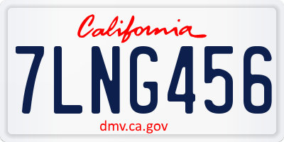 CA license plate 7LNG456