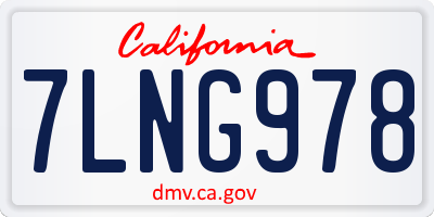 CA license plate 7LNG978