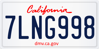 CA license plate 7LNG998