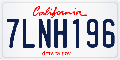 CA license plate 7LNH196