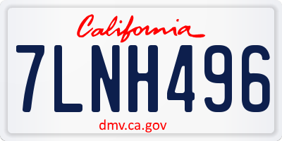 CA license plate 7LNH496