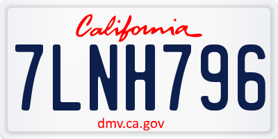 CA license plate 7LNH796