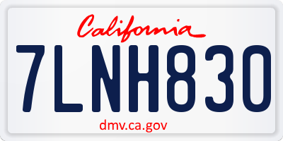 CA license plate 7LNH830