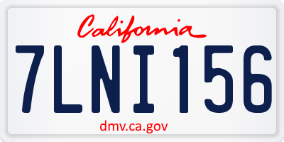 CA license plate 7LNI156