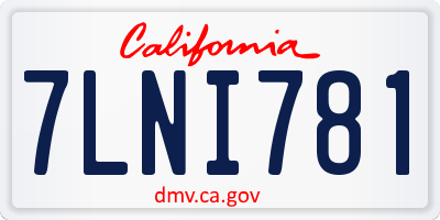 CA license plate 7LNI781