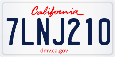 CA license plate 7LNJ210