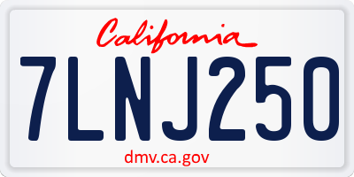 CA license plate 7LNJ250