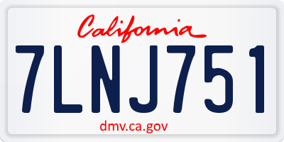 CA license plate 7LNJ751