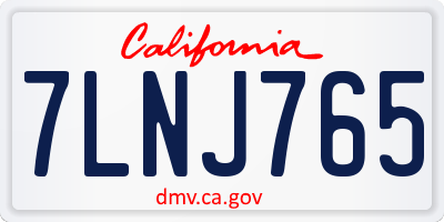 CA license plate 7LNJ765