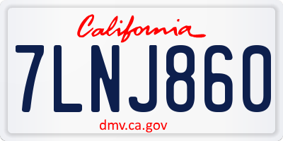 CA license plate 7LNJ860