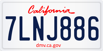 CA license plate 7LNJ886