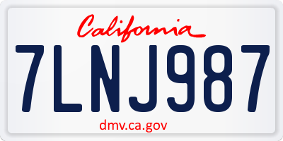 CA license plate 7LNJ987