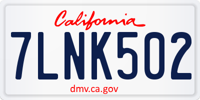 CA license plate 7LNK502