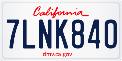 CA license plate 7LNK840