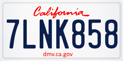 CA license plate 7LNK858