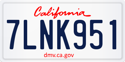 CA license plate 7LNK951