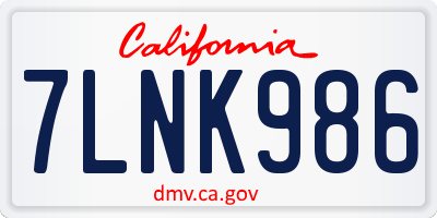 CA license plate 7LNK986