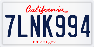 CA license plate 7LNK994