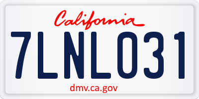 CA license plate 7LNL031
