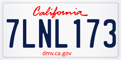 CA license plate 7LNL173