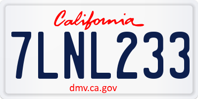 CA license plate 7LNL233