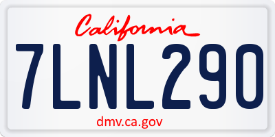 CA license plate 7LNL290