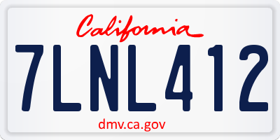 CA license plate 7LNL412