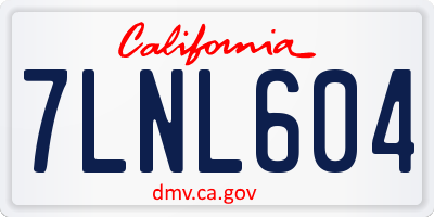 CA license plate 7LNL604