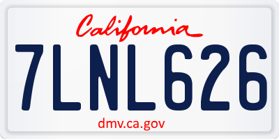 CA license plate 7LNL626