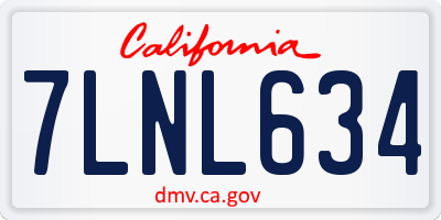 CA license plate 7LNL634