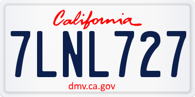 CA license plate 7LNL727