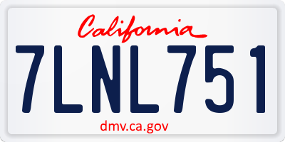 CA license plate 7LNL751
