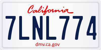 CA license plate 7LNL774