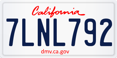 CA license plate 7LNL792