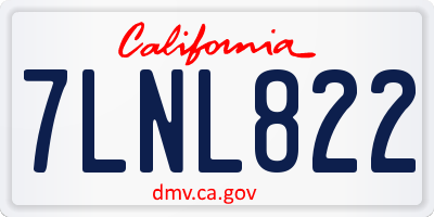 CA license plate 7LNL822