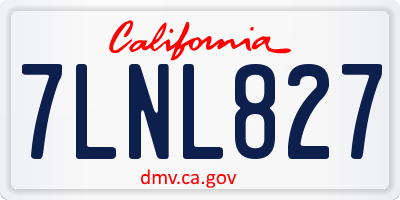 CA license plate 7LNL827