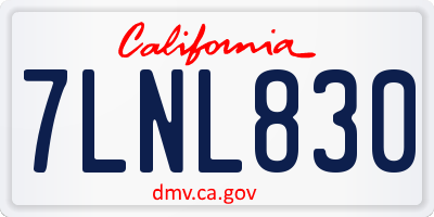 CA license plate 7LNL830