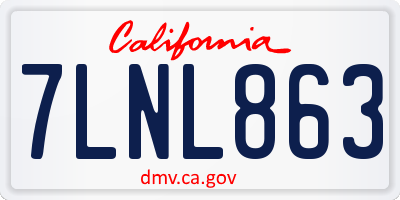 CA license plate 7LNL863
